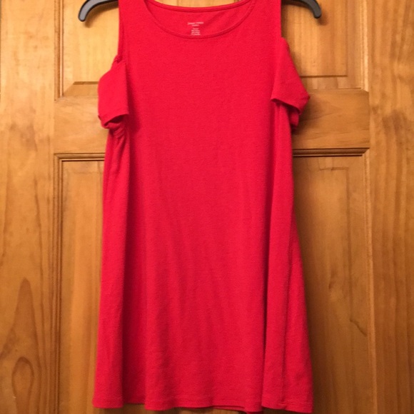Joan Vass Tops - Red cold shoulder top